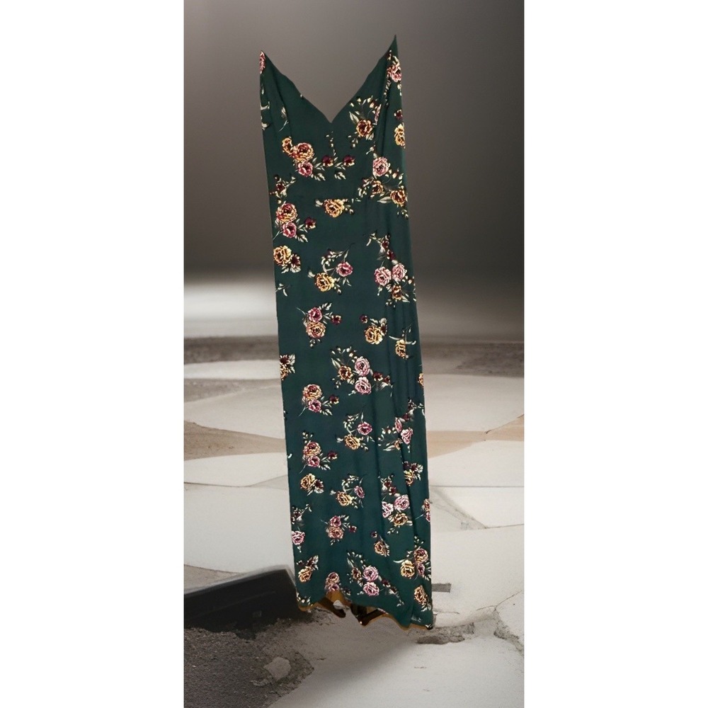 nine britton floral maxi dress emerald‎ green criss cross straps xl